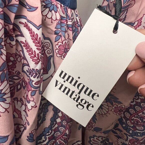 Unique Vintage Pink Paisley Print Dress - Picture 6 of 11